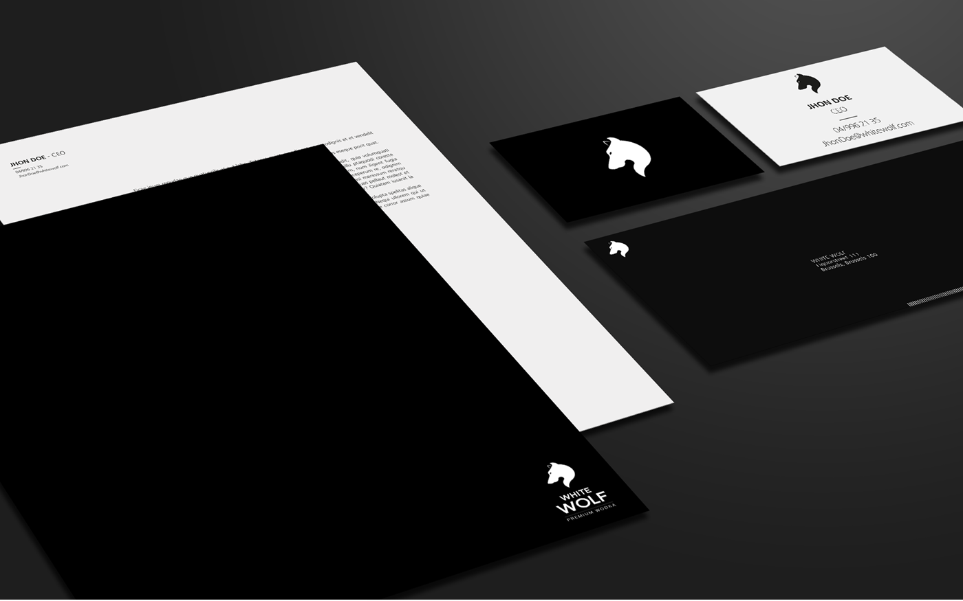 white wolf, mock-up, branding, logo